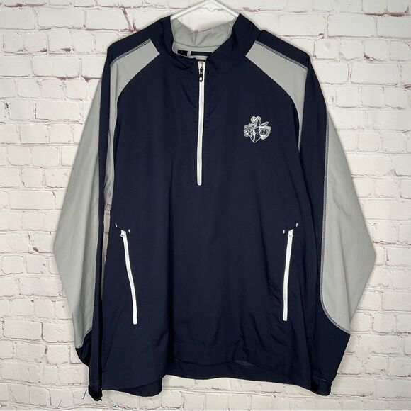 Footjoy 1/2 Zip Golf Pullover Long Sleeve Windshirt Navy Silver Size L - Picture 5 of 13